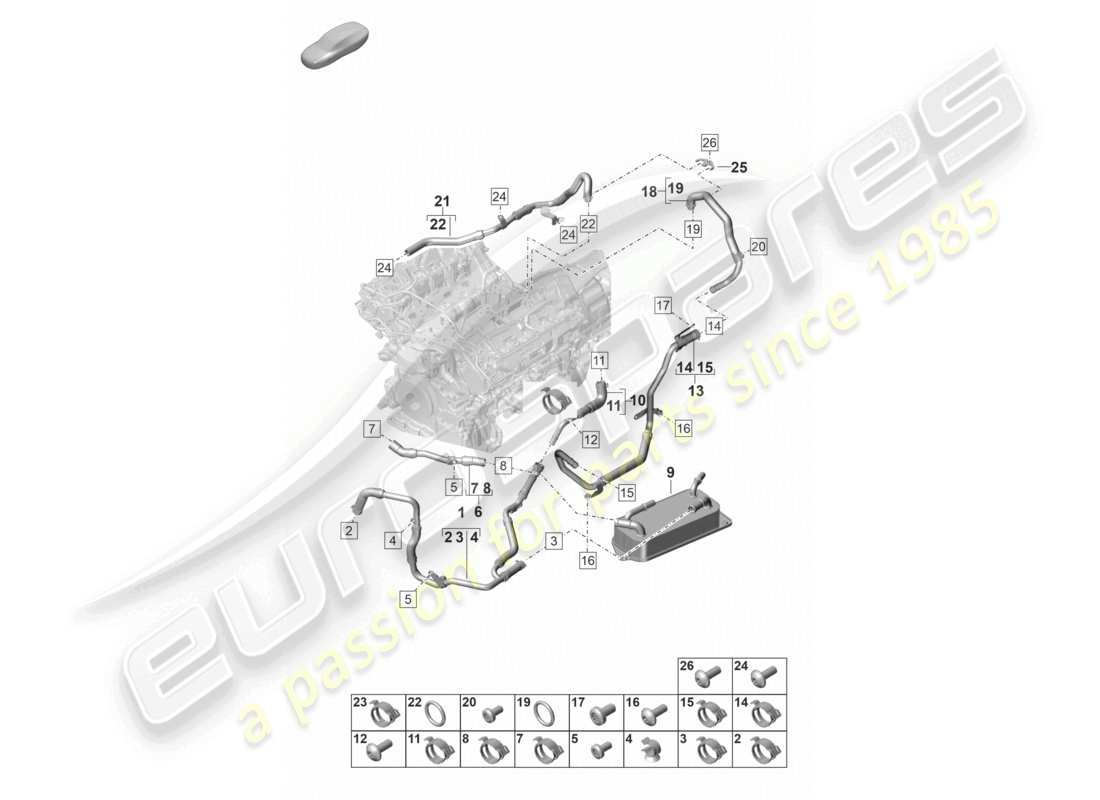 porsche 2024 (panamera 971-2) diagrama de piezas del sistema de refrigeración del refrigerante para vehículos con propulsión híbrida
