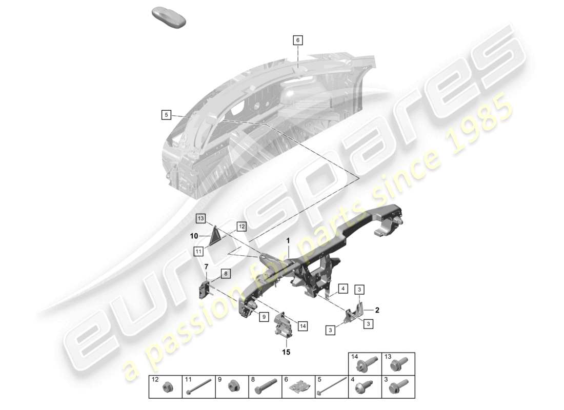 porsche 2021 (718 cayman gt4) diagrama de piezas del tablero del marco de retención