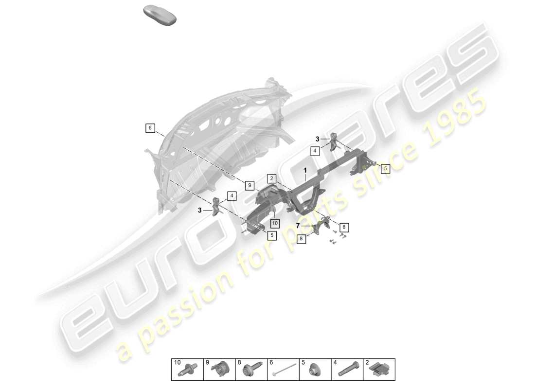 porsche 2026 (992-2 gt3) diagrama de piezas del soporte del tablero