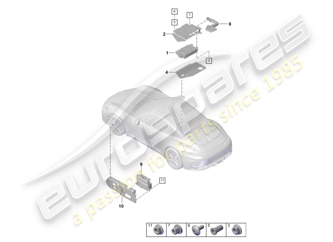 porsche 2024 (992-2) diagrama de piezas de amplificadores