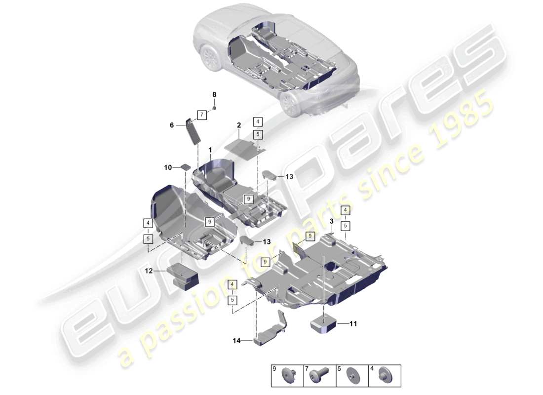 porsche 2023 (cayenne e3 pa) piso diagrama de piezas