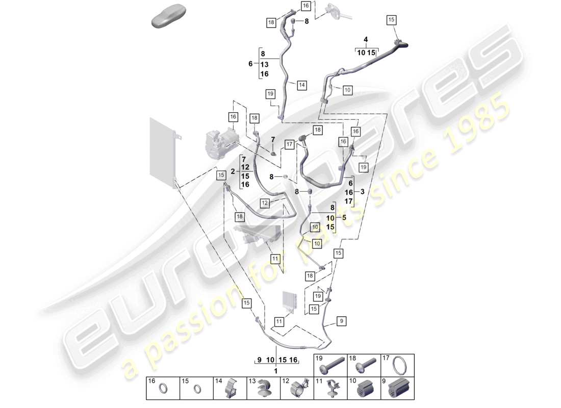 porsche 2023 (cayenne e3 pa) circuito refrigerante para vehículos con propulsión híbrida diagrama de piezas