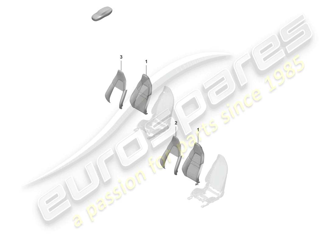porsche 2026 (992-2 gt3) pieza de espuma funda de respaldo asiento deportivo plus asiento estándar diagrama de piezas