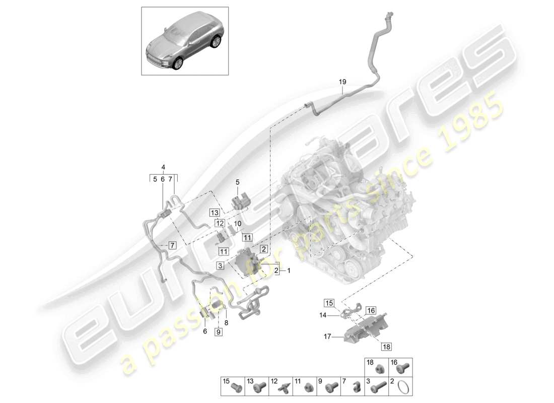 porsche 2021 (macan) sistema de vacío bomba de vacío diagrama de piezas