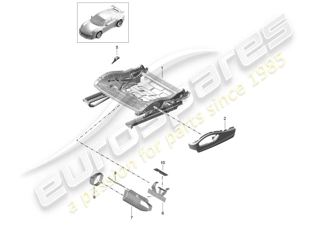 porsche 2021 (991-2 r/gt3/rs) estructura del asiento asiento deportivo plus accesorios embellecedor para interruptor diagrama de piezas