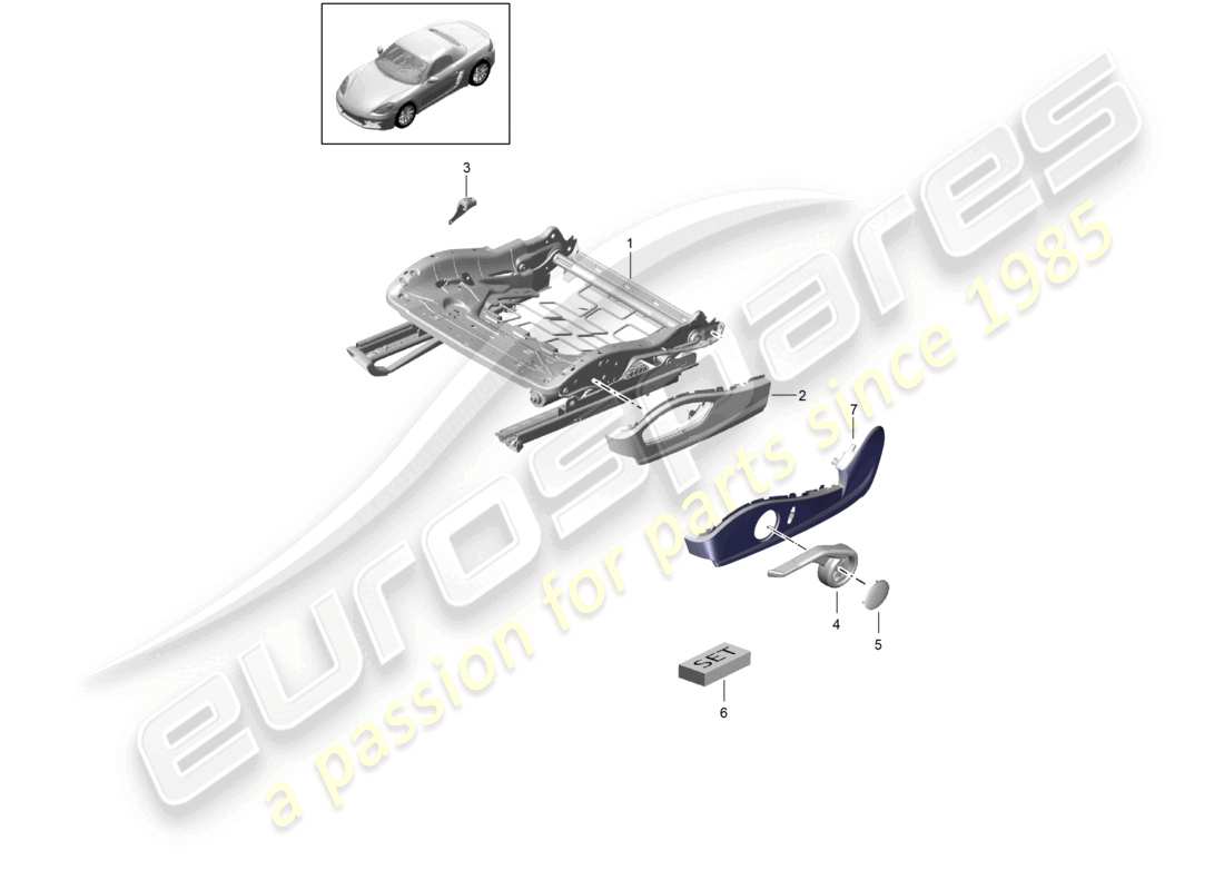 porsche 2021 (718 boxster) bastidor del asiento asiento deportivo plus accesorios juego de reparación reconocimiento de asiento ocupado embellecedor para interruptor diagrama de piezas