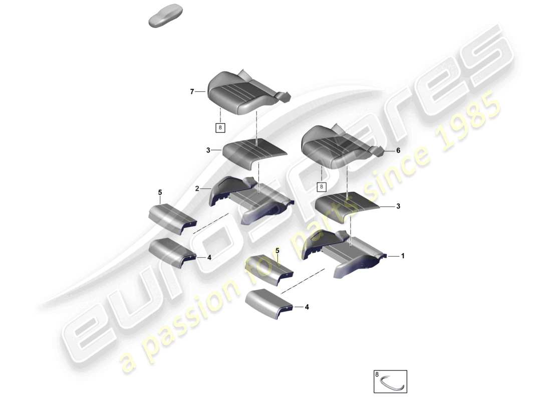 porsche 2023 (cayenne e3 pa) pieza de espuma cojín del asiento asiento deportivo diagrama de piezas