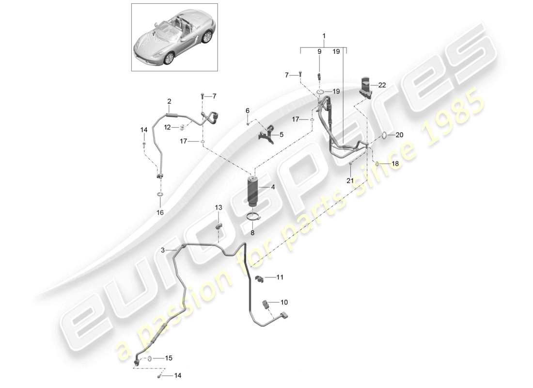 porsche 2021 (718 boxster) circuito refrigerante línea de refrigerante diagrama de piezas del secador