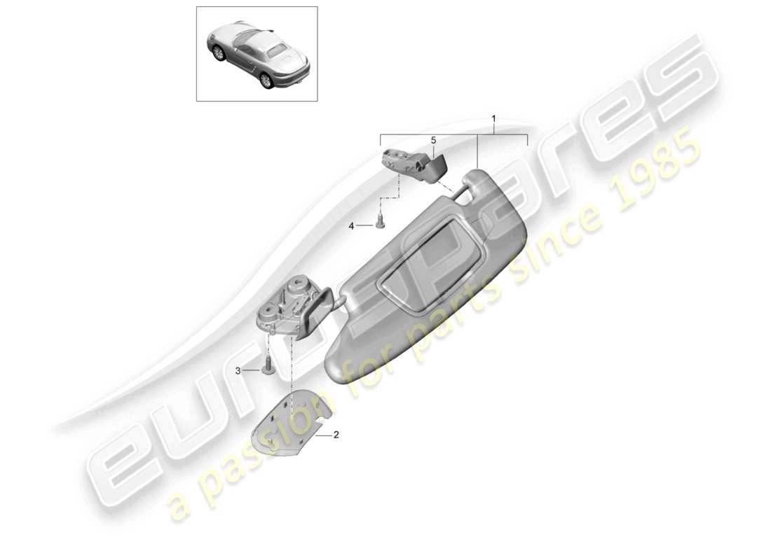 porsche 2021 (718 boxster) diagrama de piezas de cuero y alcántara para parasoles