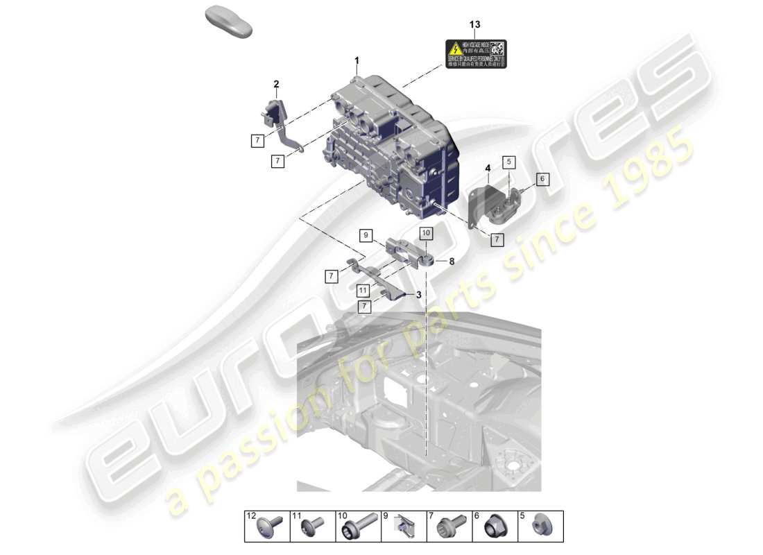 porsche 2025 (992-2) electrónica de potencia y control - diagrama de piezas para accionamiento eléctrico