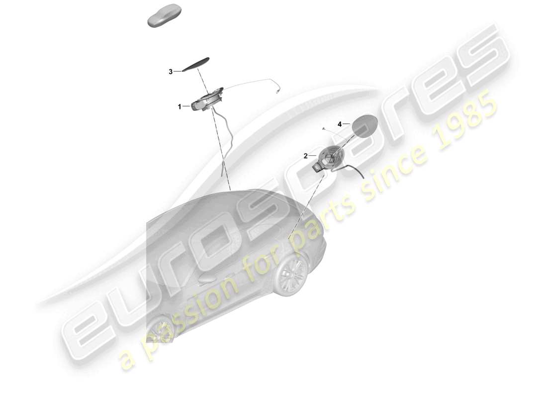 porsche 2025 (panamera 976) diagrama de piezas del módulo de la tapa del depósito de combustible