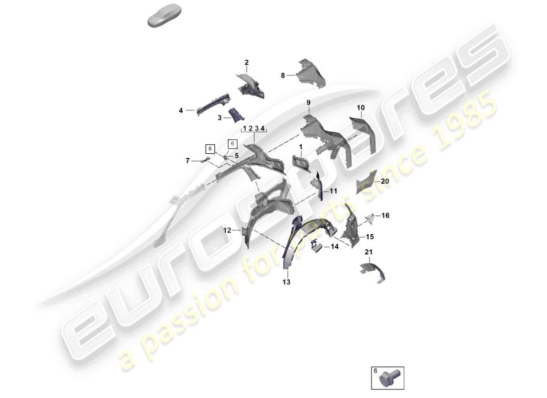 porsche 2023 (cayenne e3 pa) diagrama de la parte lateral trasera, parte interior