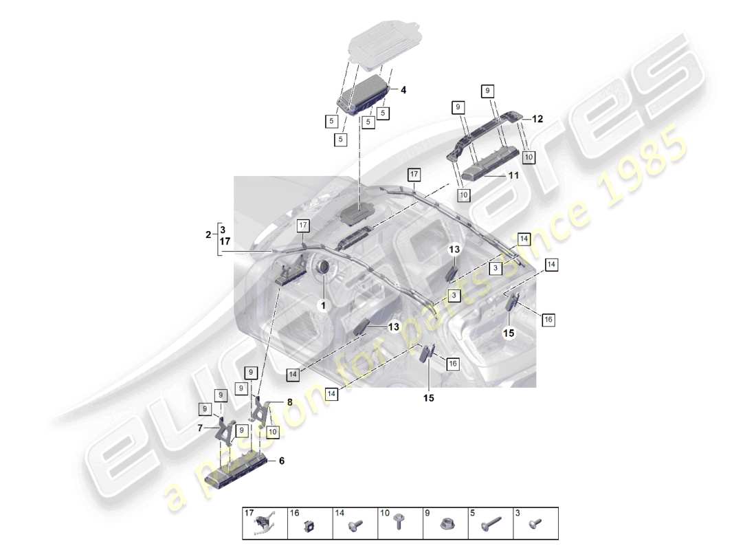 porsche 2023 (cayenne e3 pa) bolsa de aire diagrama de piezas