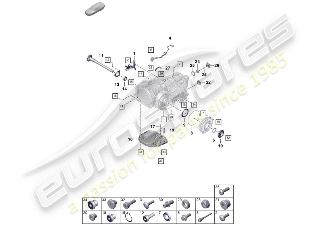 porsche 2024 (992-2) 8-speed caja de cambios de doble embrague - pdk - para vehículos con propulsión híbrida diagrama de piezas