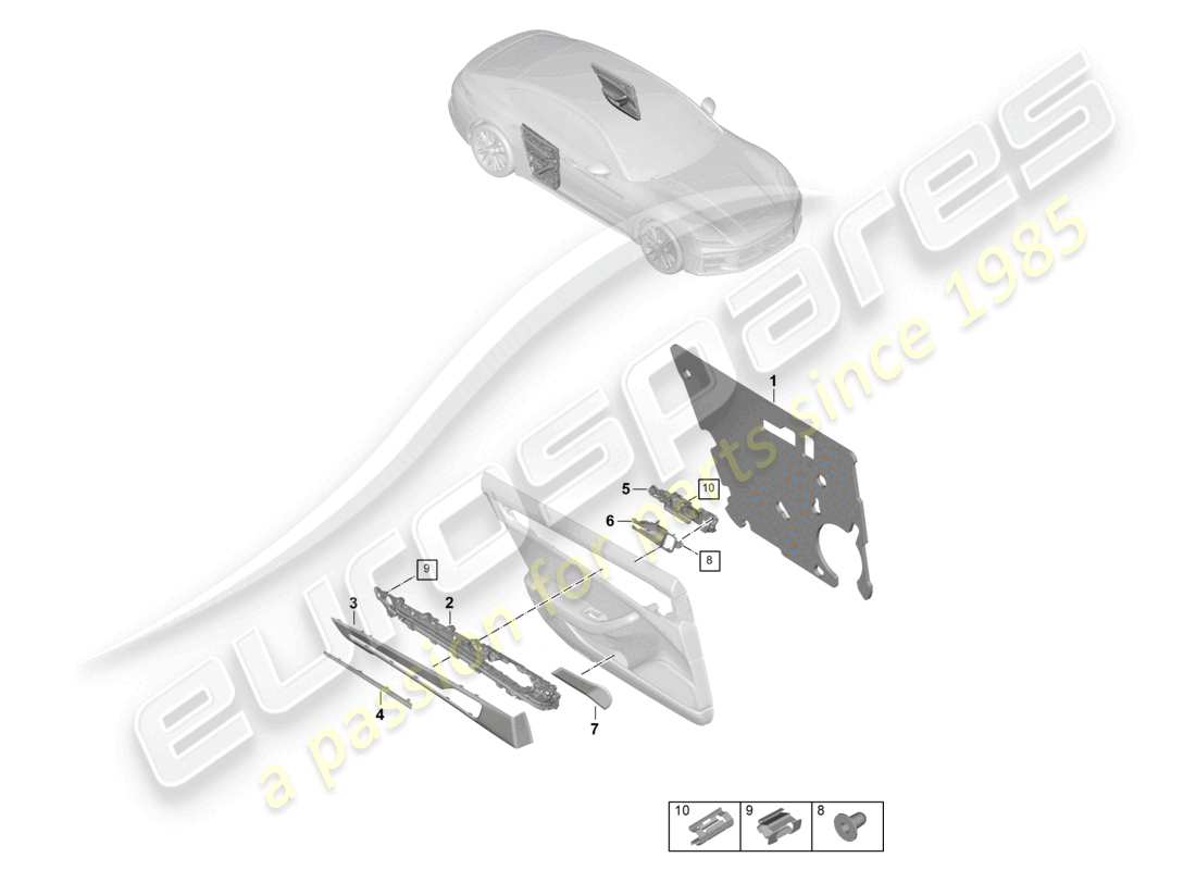 porsche 2026 (panamera 976) panel de puerta puertas traseras accesorios diagrama de piezas