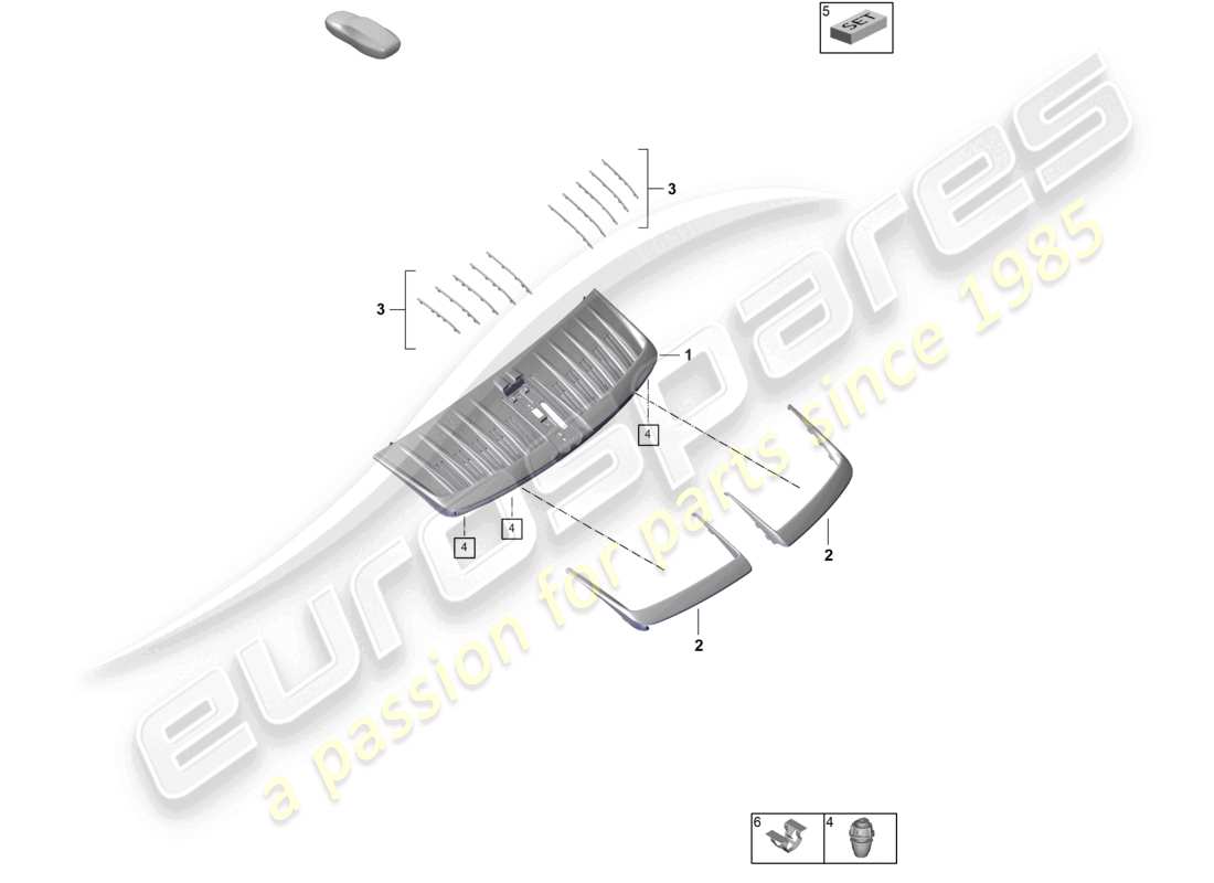 porsche 2024 (992-2) diagrama de piezas del cupé de la rejilla de ventilación