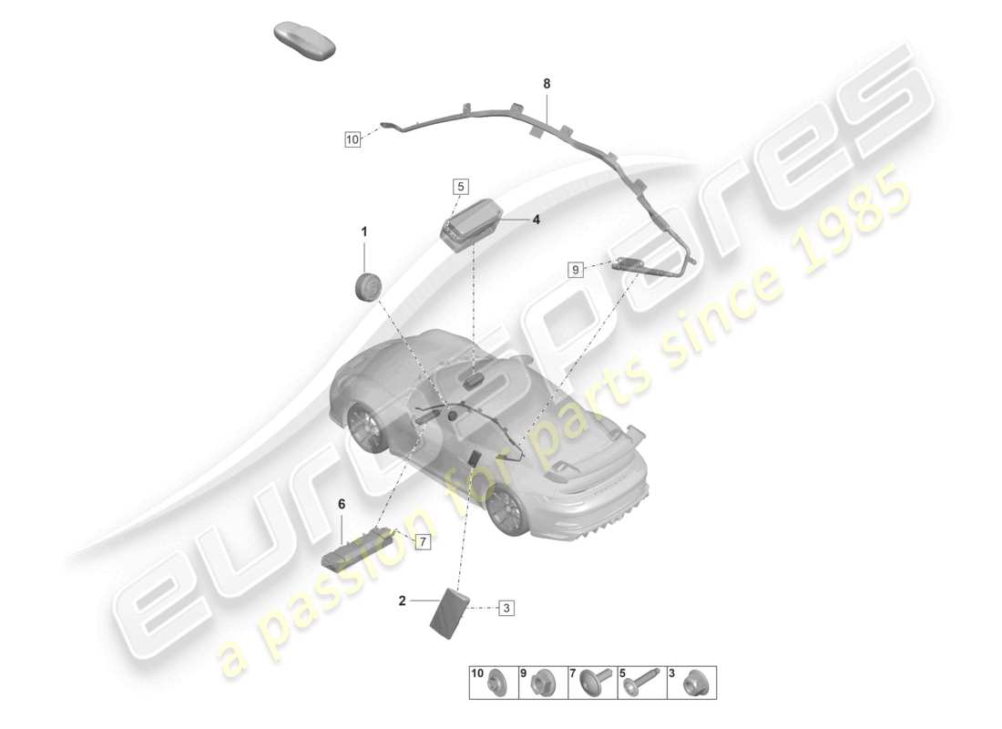 porsche 2024 (992-2 gt3/rs/st) diagrama de piezas del airbag
