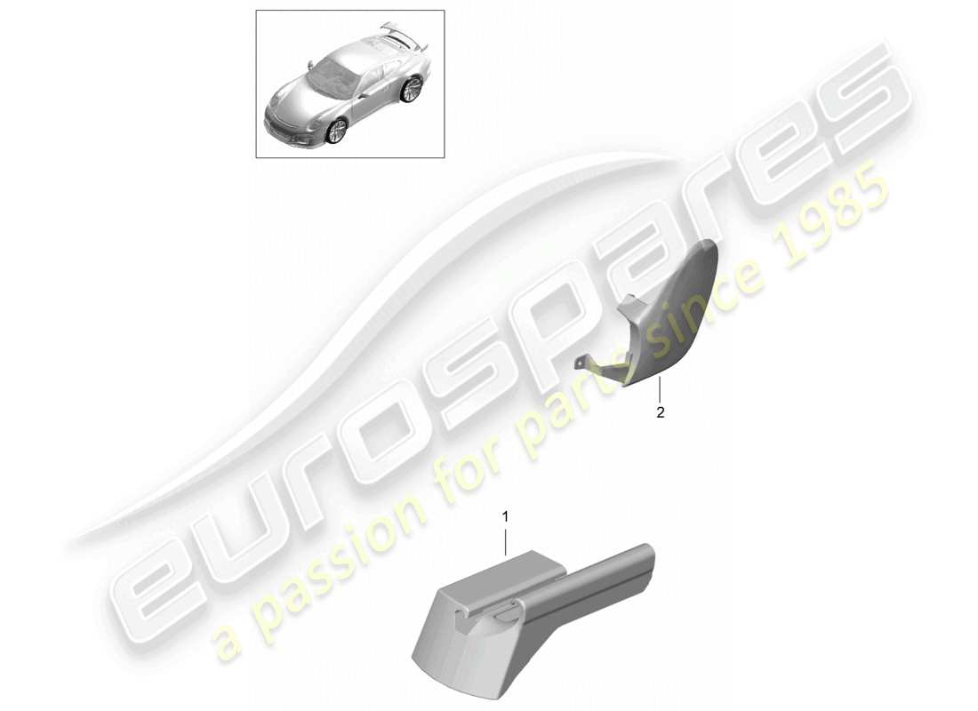 porsche 2021 (991-2 r/gt3/rs) asiento deportivo plus (completo) ya no disponible moldura cubierta para riel guía asiento delantero diagrama de piezas