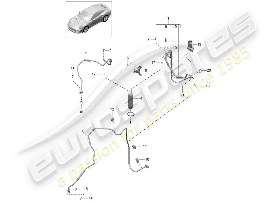 porsche 2018 (991-2 turbo) aire acondicionado diagrama de piezas