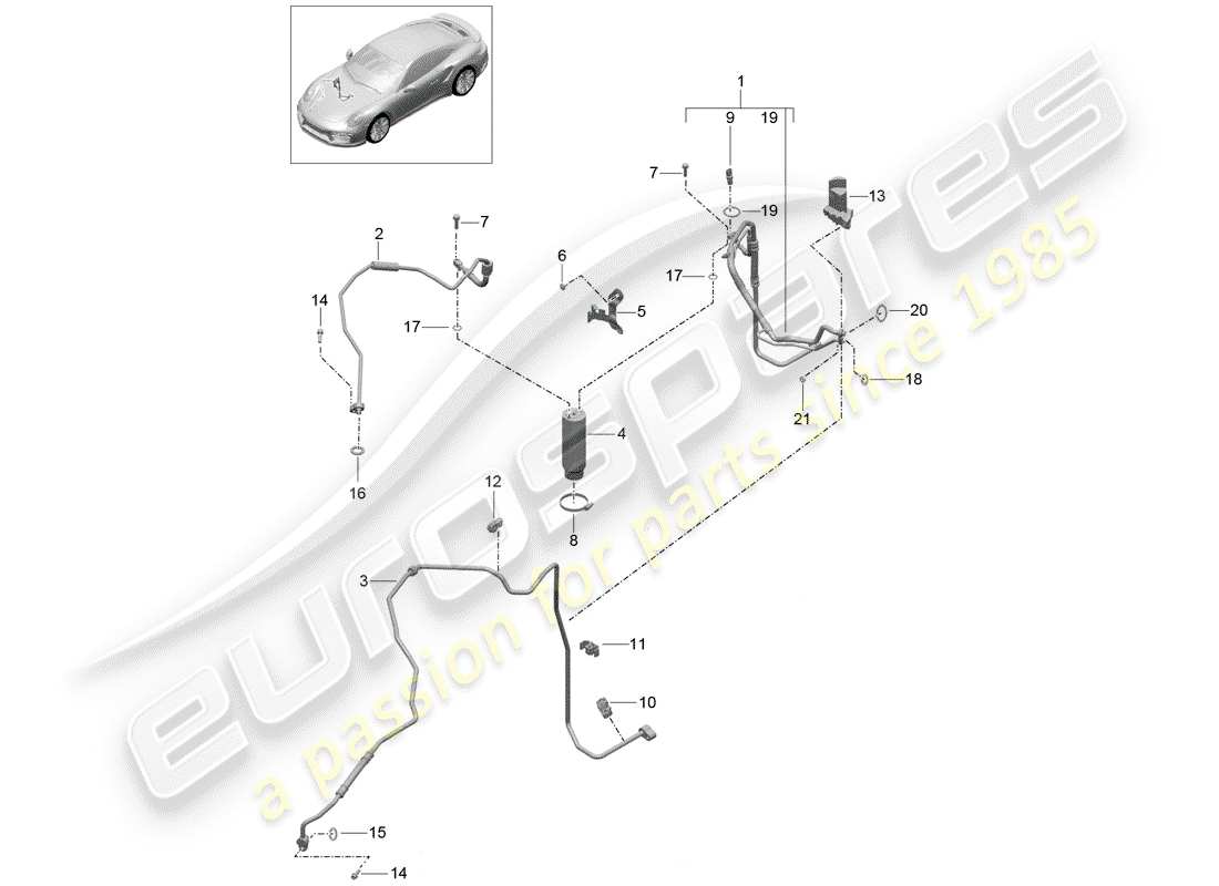 porsche 991 turbo (2018) diagrama de piezas del aire acondicionado
