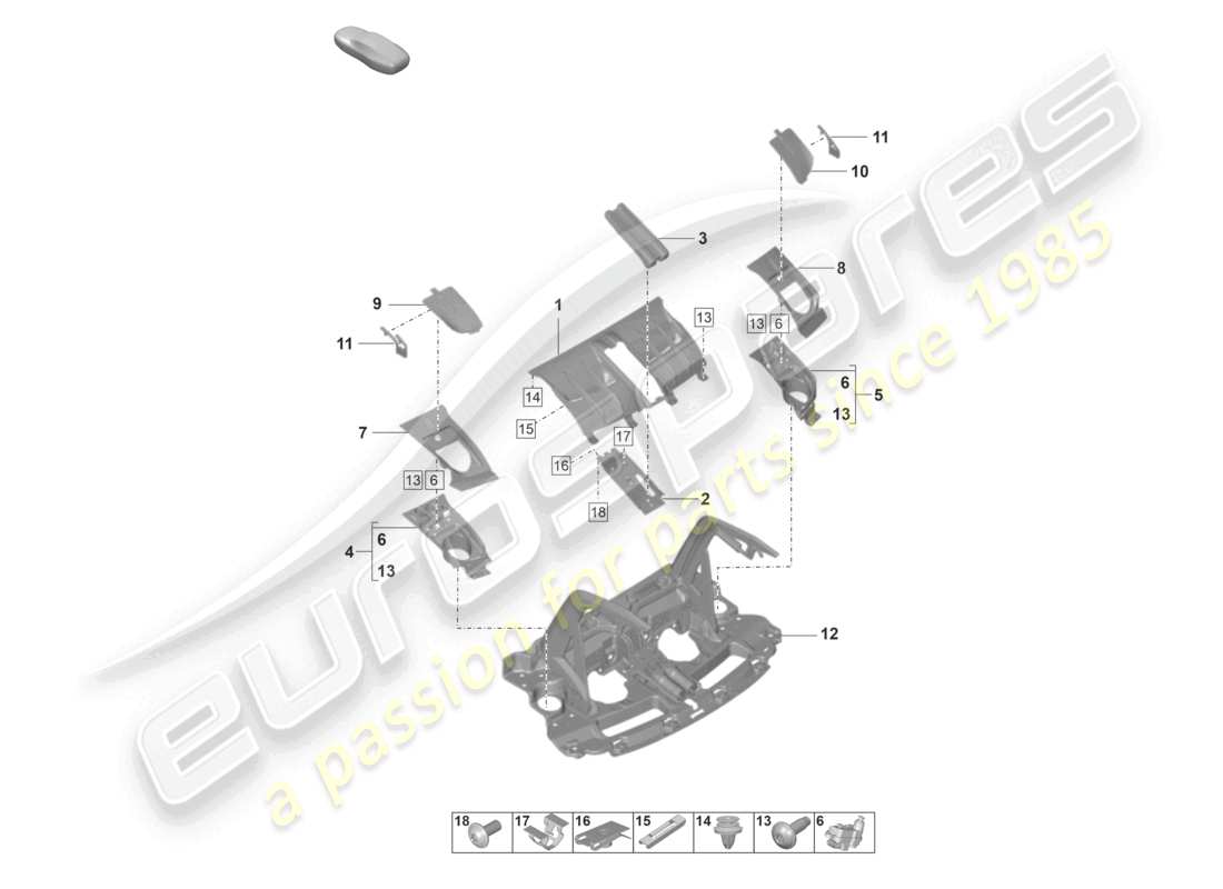 porsche 2025 (992-2 gt3/rs/st) portón trasero/tapa del maletero diagrama de piezas
