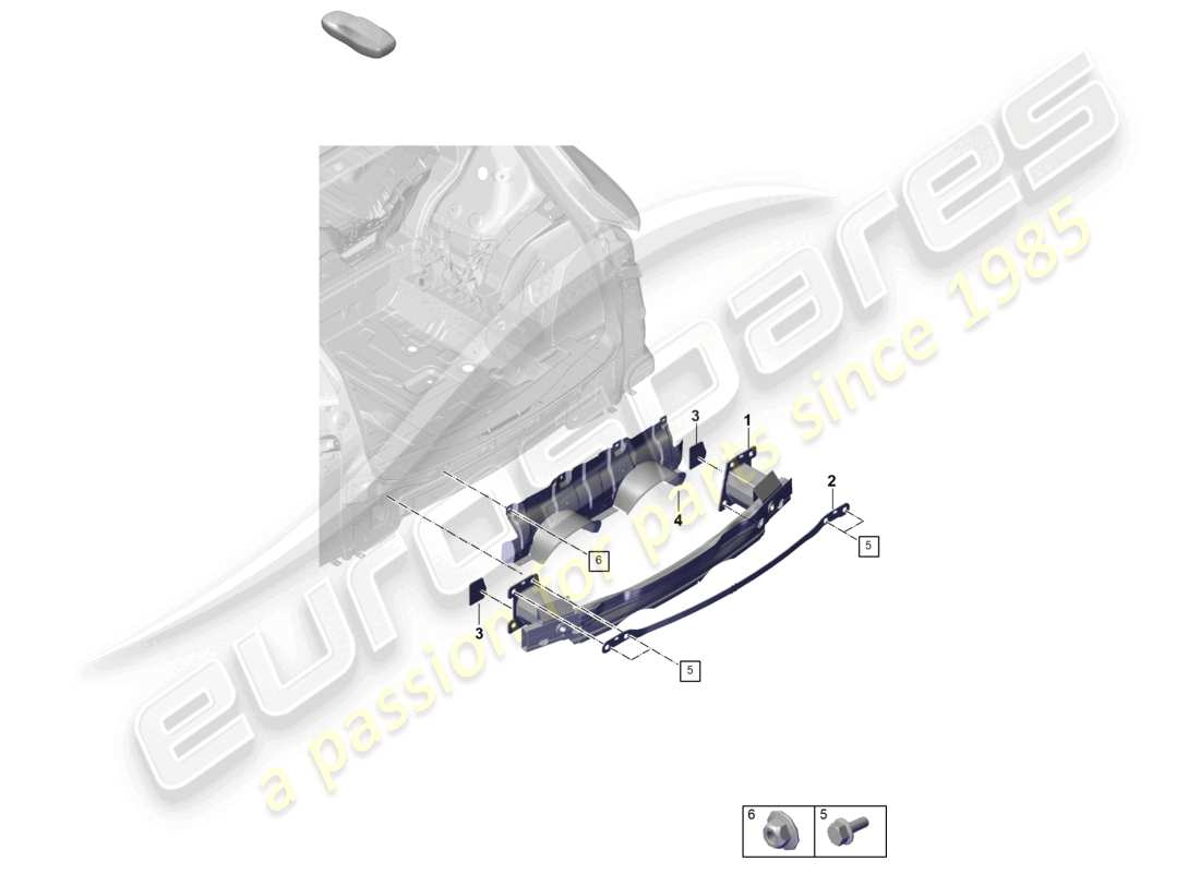 porsche 2024 (cayenne e3 pa) diagrama de piezas del soporte del parachoques trasero para el sistema de escape deportivo