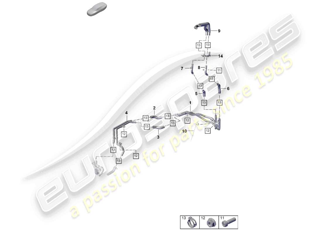 porsche 2024 (cayenne e3 pa) calefacción trasera sistema de refrigeración de la batería para vehículos con propulsión híbrida diagrama de piezas