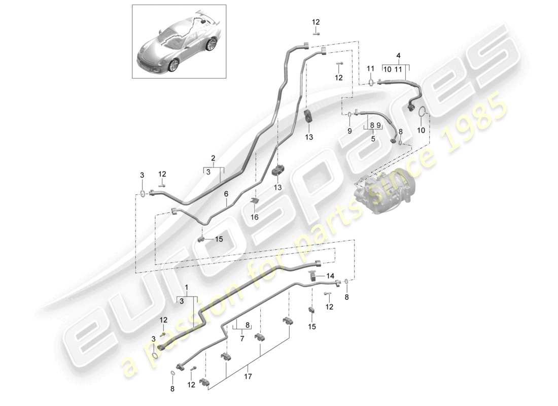 porsche 2021 (991-2 r/gt3/rs) circuito refrigerante parte inferior y parte trasera d >>- diagrama de piezas mj 2017