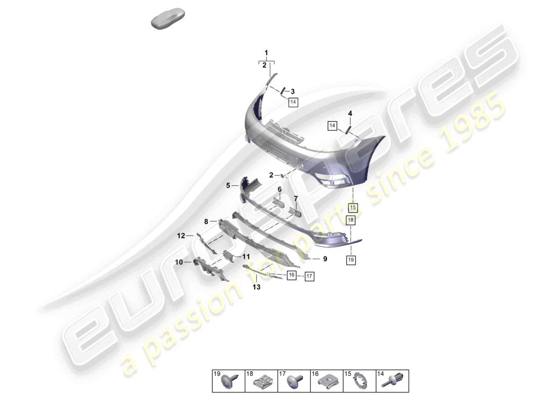 porsche 2024 (992-2) diagrama de pieza del parachoques trasero