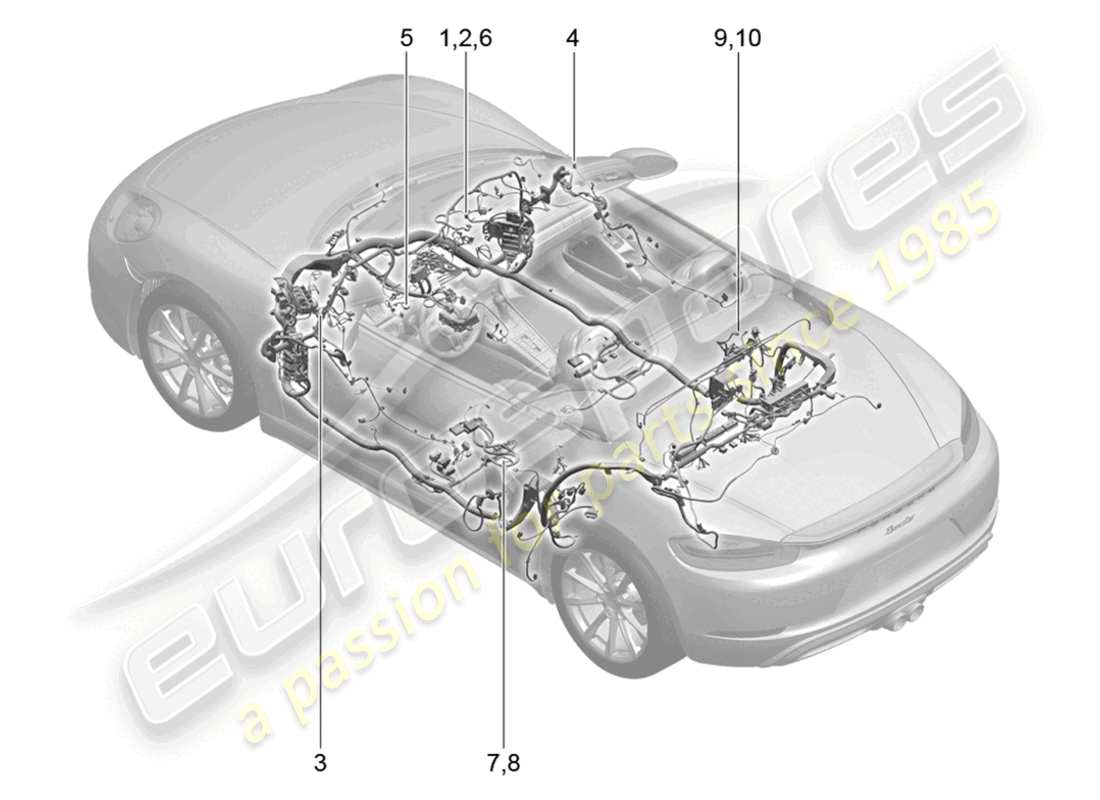 porsche 2021 (718 boxster) diagrama de cableado de airbag para vehículos con cinturones de seguridad
