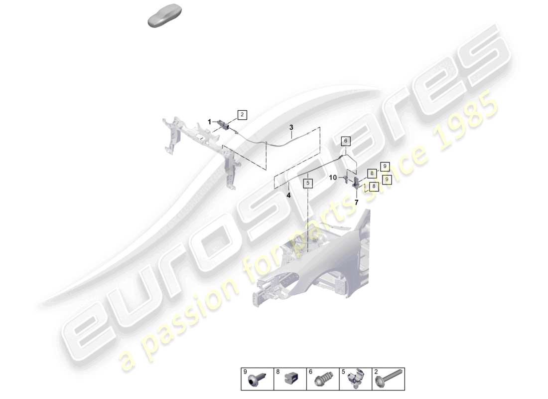 porsche 2024 (panamera 976) diagrama de piezas de accesorios de la cerradura de la tapa delantera