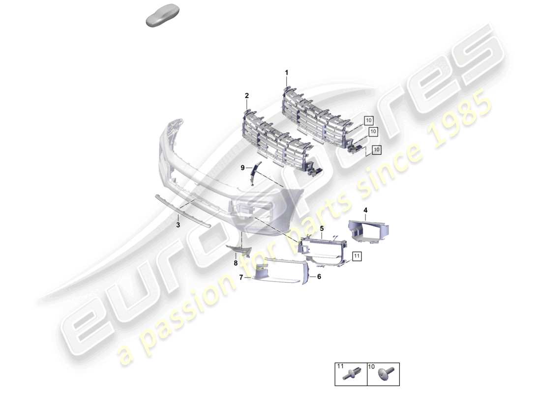 porsche 2024 (cayenne e3 pa) parachoques básico piezas individuales rejilla de guía de aire diagrama de piezas