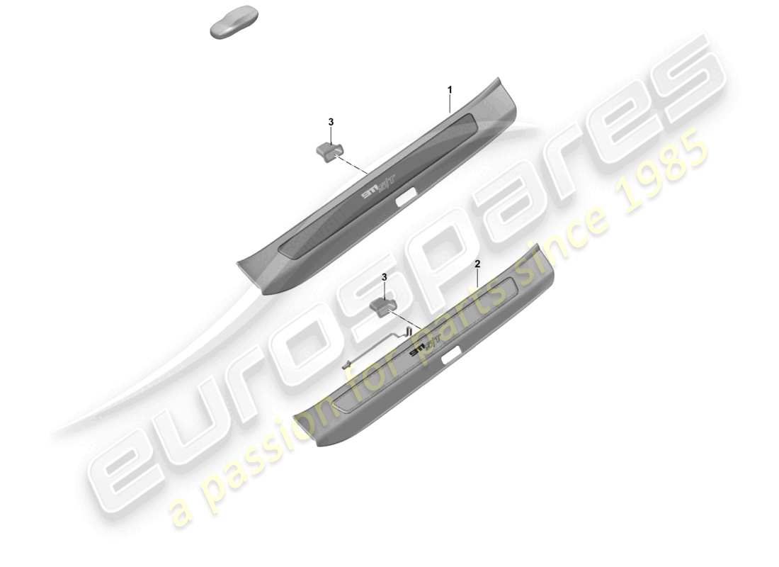 porsche 2023 (992-1 gt3/rs/st) banda de entrada con letras diagrama de piezas