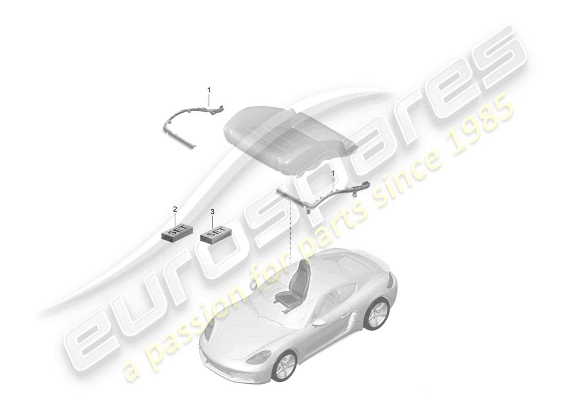 porsche 2025 (718 cayman) acolchado del asiento bastidor asiento deportivo plus juego de reparación reconocimiento de asiento ocupado diagrama de piezas
