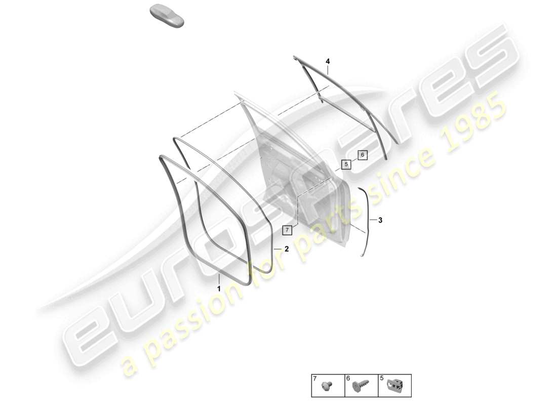 porsche 2024 (cayenne e3 pa) diagrama de piezas del sello de la puerta delantera accesorios coupé