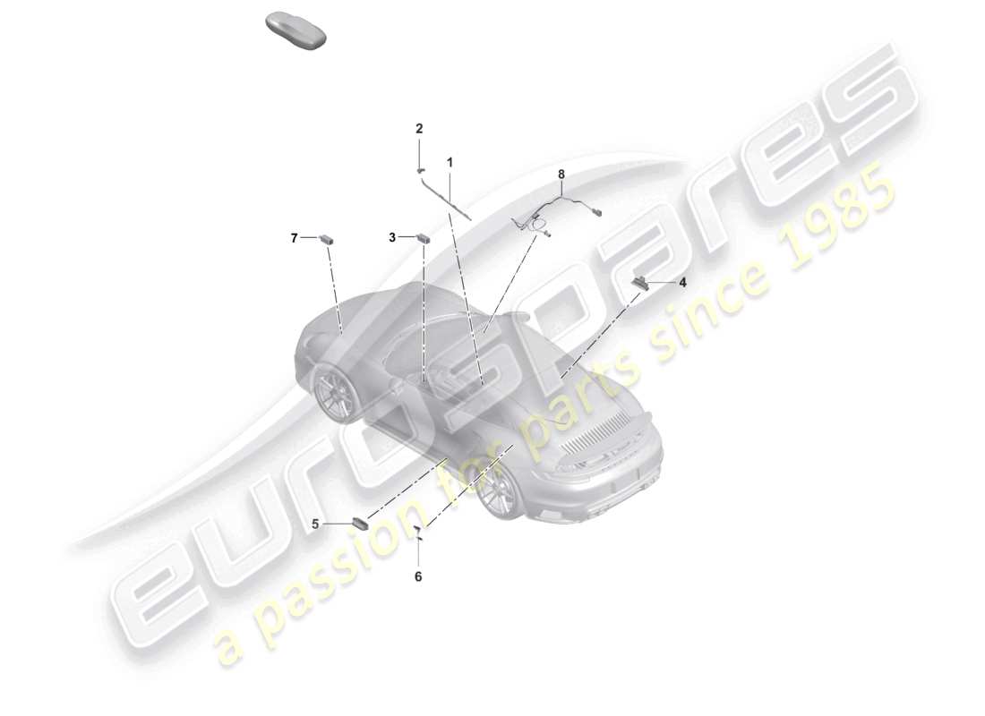 porsche 2020 (992-1 turbo / s) luz interior luz de advertencia de la puerta luz del espacio para los pies diagrama de piezas