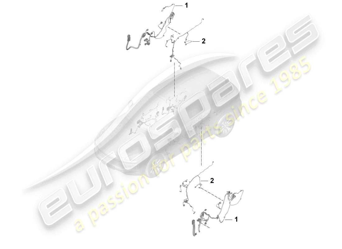 porsche 2025 (cayenne e3 pa) diagrama de piezas de puertas traseras de los mazos de cables