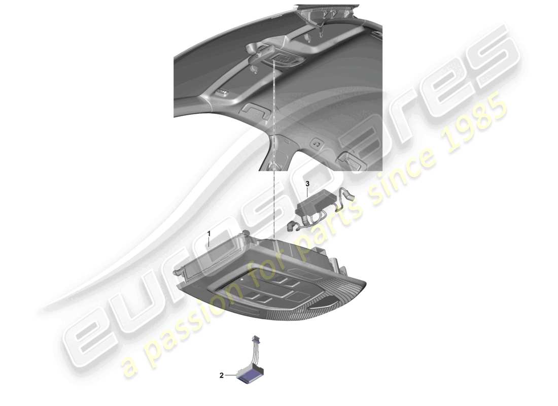 porsche 2023 (cayenne e3 pa) diagrama de piezas del micrófono del techo frontal de la consola