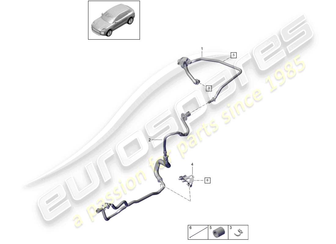porsche 2021 (macan) línea de vacío diagrama de piezas