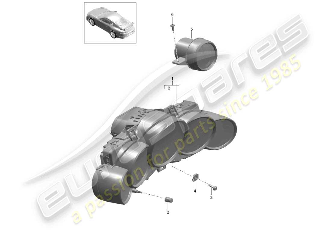 porsche 2021 (991-2 r/gt3/rs) cronómetro combinado d - mj 2018>> diagrama de piezas