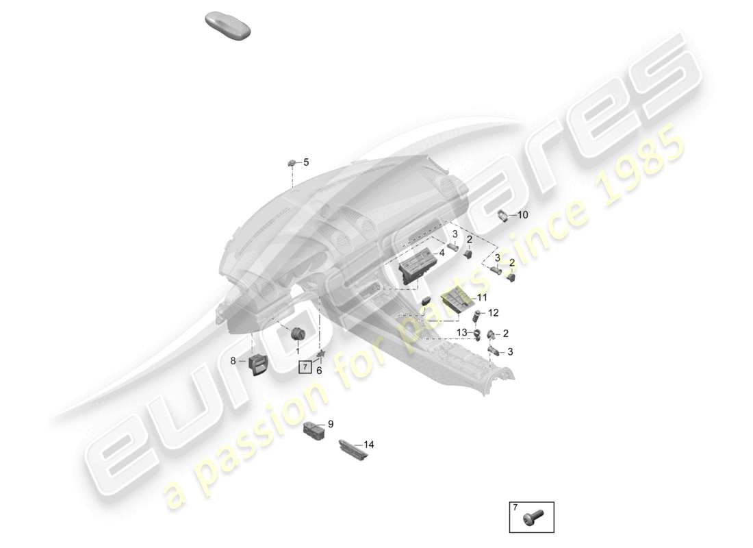 porsche 2021 (718 cayman gt4) diagrama de piezas del panel de control del interruptor del aire acondicionado