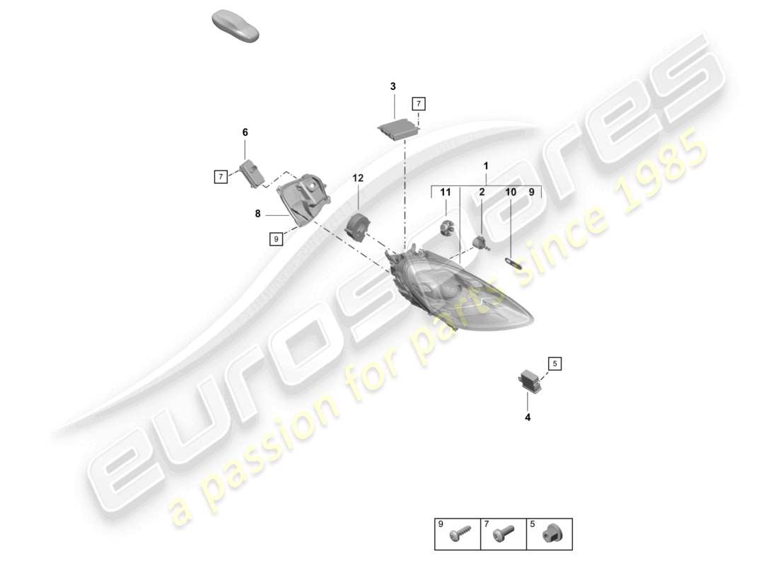 porsche 2021 (718 cayman gt4) faros diagrama de piezas