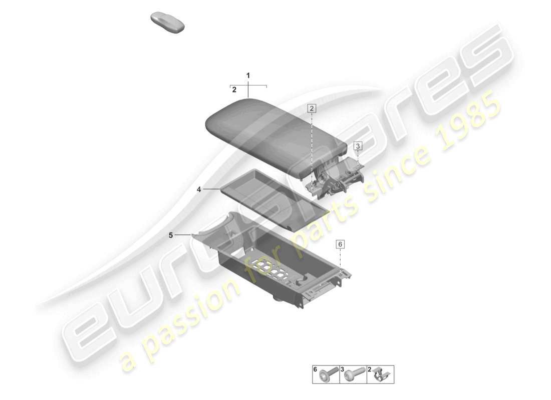 porsche 2021 (992-1 gt3/rs/st) diagrama de piezas de accesorios de la consola central