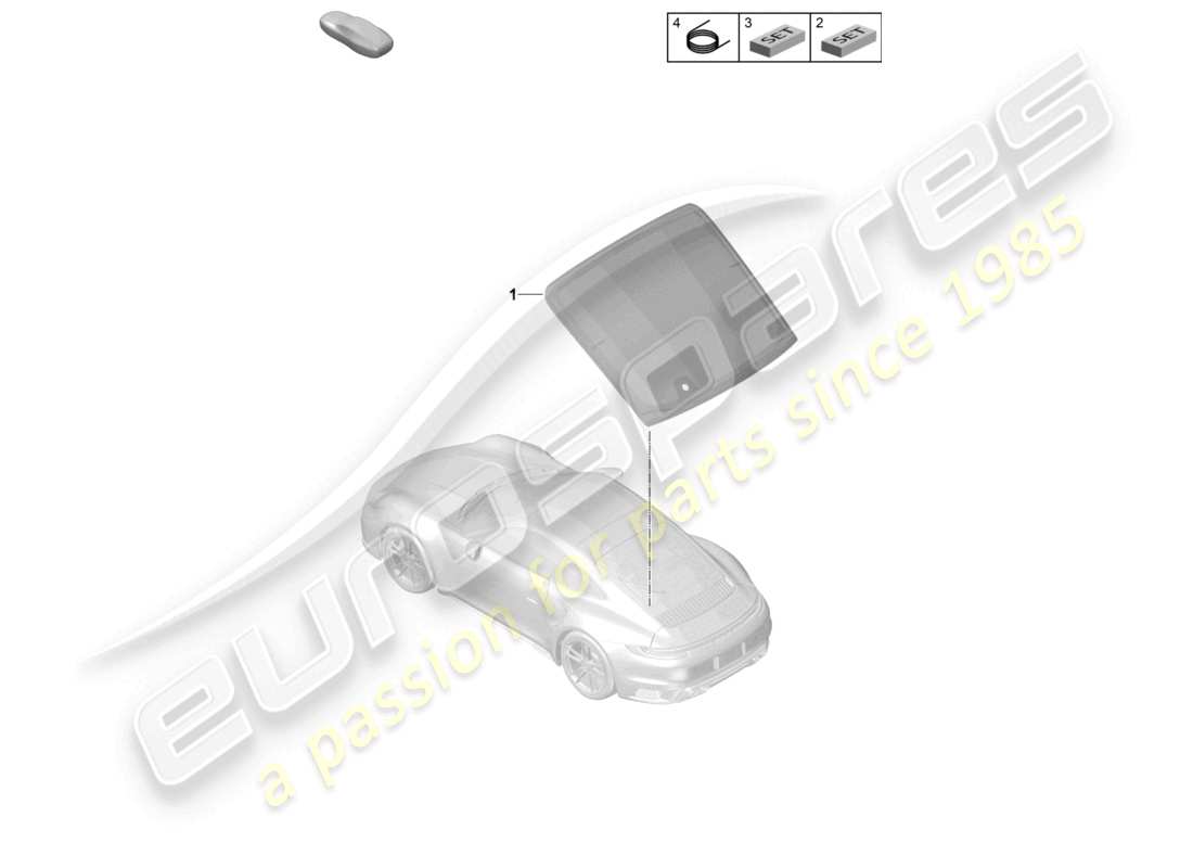 porsche 2023 (992-1 turbo / s) diagrama de piezas de la ventana trasera