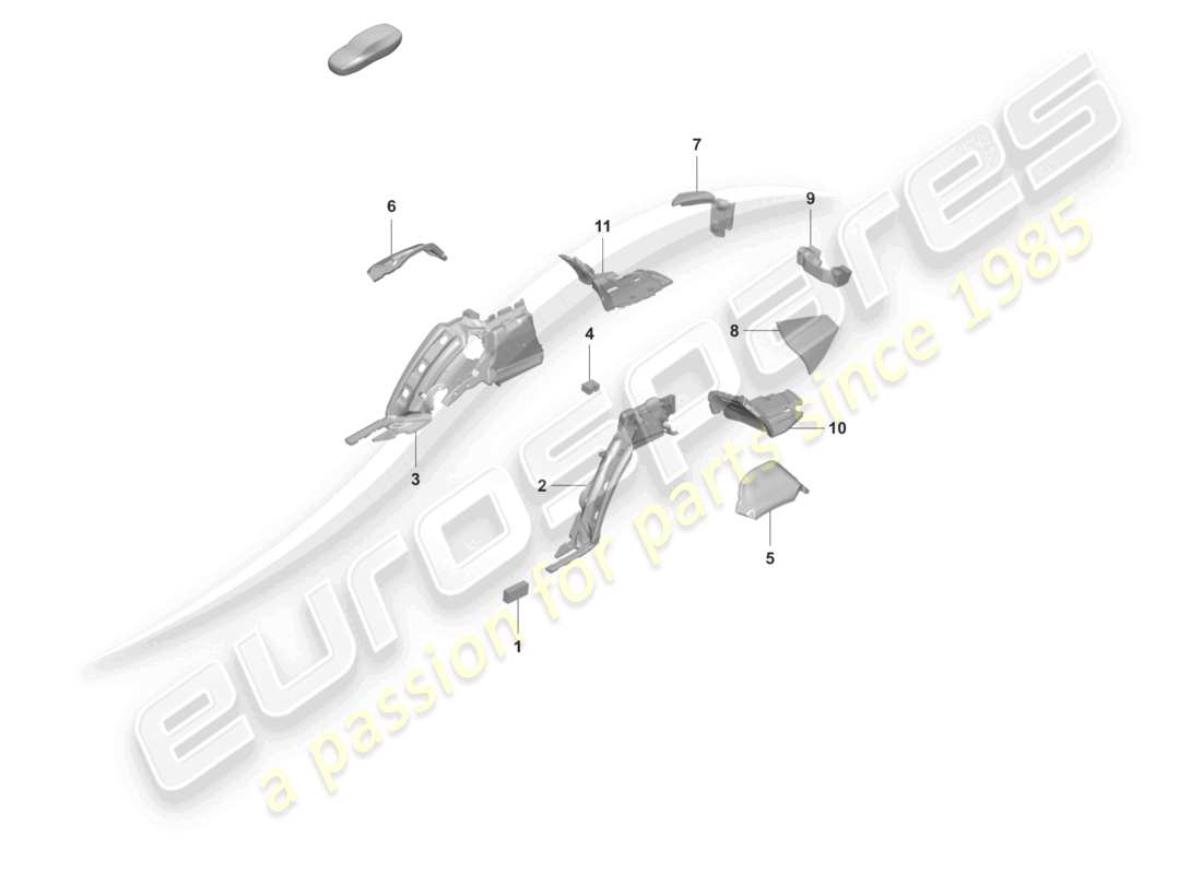 porsche 2022 (panamera 971-2) absorbedor de sonido moldura del panel lateral para el compartimiento de equipaje diagrama de piezas