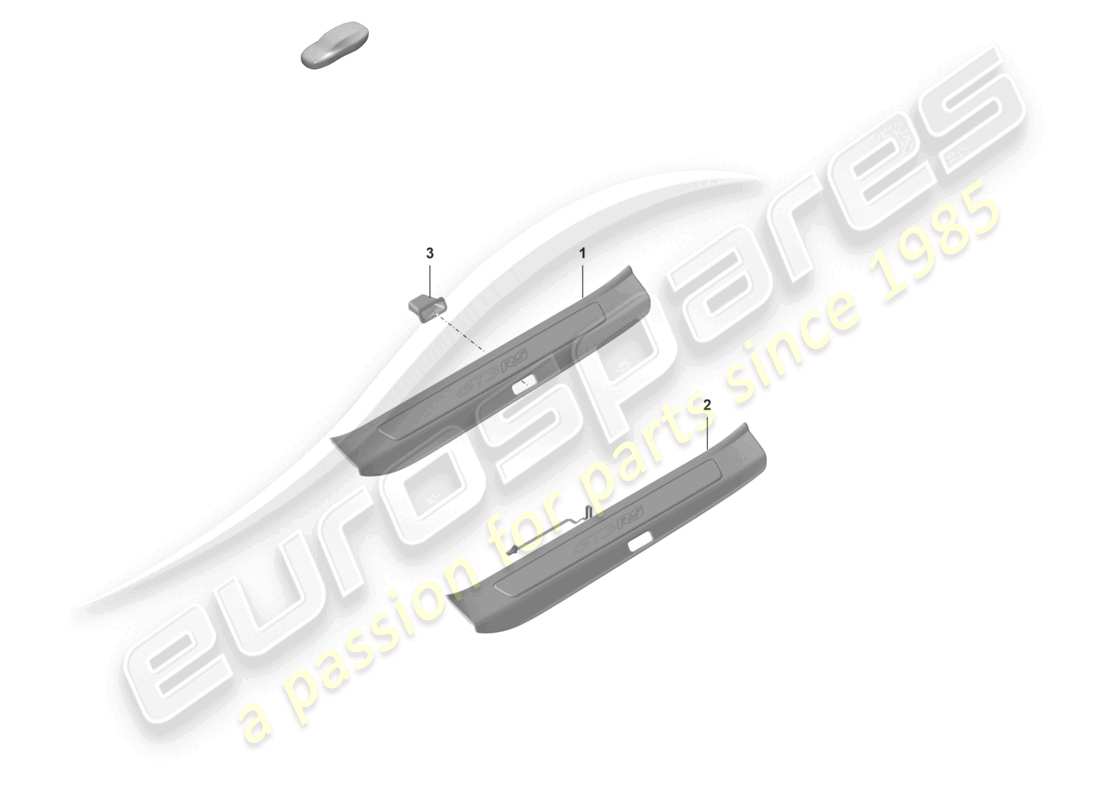porsche 2021 (992-1 gt3/rs/st) tira de entrada con rotulación diagrama de piezas