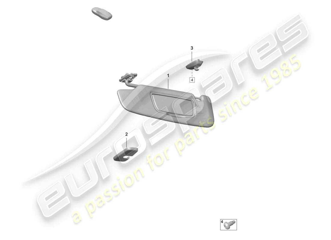 porsche 2021 (992-1 gt3/rs/st) sun vizors diagrama de piezas