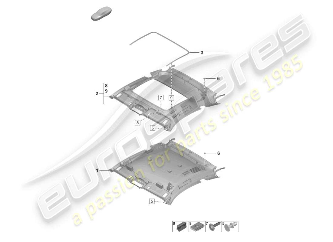 porsche 2024 (992-2) diagrama de piezas de accesorios de moldura de techo