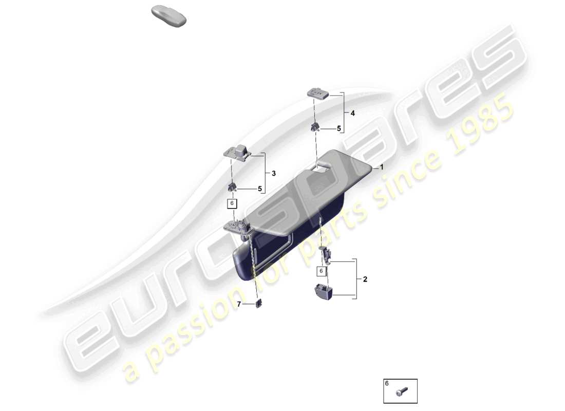 porsche 2026 (cayenne e3 pa) sun vizors diagrama de piezas