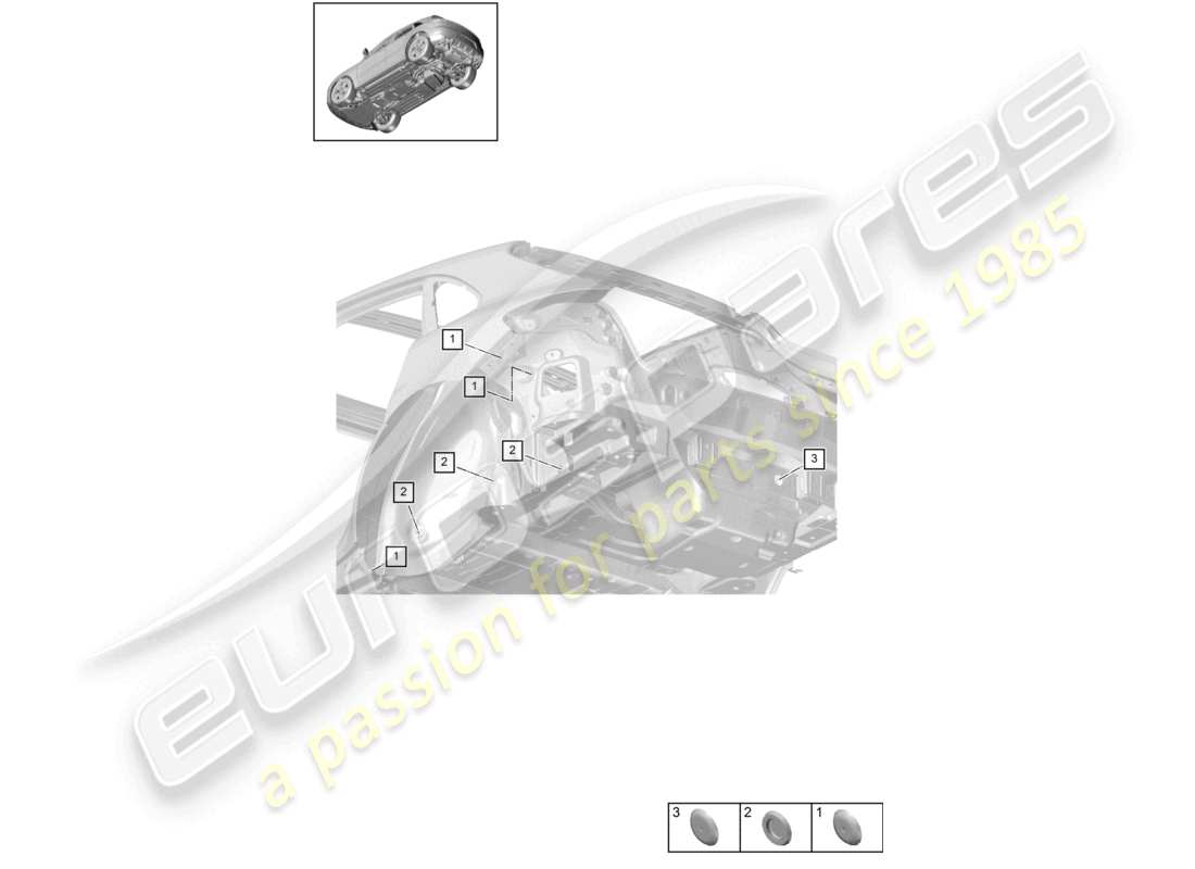porsche 2021 (macan) tapones extremo trasero panel transversal diagrama de piezas
